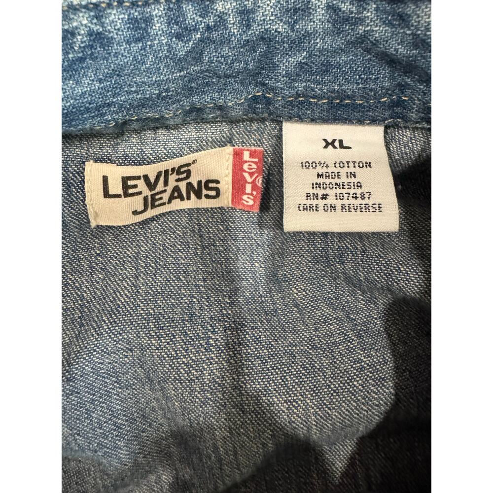 Levi’s Jeans Western Pearl Snap Denim Shirt Men’s XL 100% Cotton - Picture 6 of 9